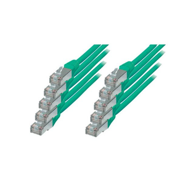 S-Conn Patchkabel, cat 6, S/FTP, PIMF, Halogenfrei, VE: 5 Stück, grün, 0,5m, 75711-H0.5G-SET5