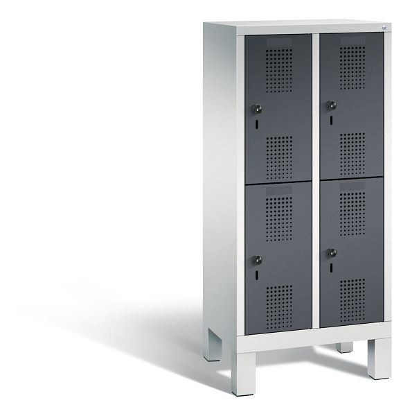 C+P Kindergarten-Spind doppelstöckig Evolo, H1350xB610xT300mm, Farbe: Lichtgrau / Schwarzgrau, 483103-20 S10046