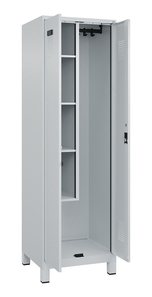 C+P Putzmittel-Spind Evolo PLUS, mit Füßen, 2 Abteile, 1950x600x500mm, 7035/703, Zylinderschloss, 049110-00 S10040