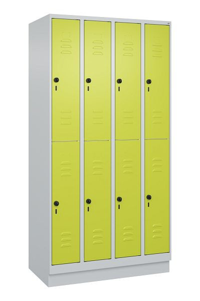 C+P Doppelstöckiger Spind Classic PLUS, Sockel, 4 Abteile, 1950x1000x500mm, 7035/0024, 080320-49 S10010