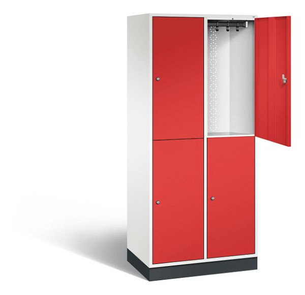 C+P Spind doppelstöckig XL Intro, H1950xB820xT490mm, Farbe: Verkehrsweiß / feuerrot, 8270-202 S10057