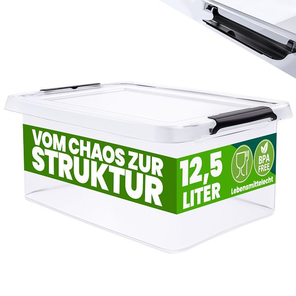 DEUBA Aufbewahrungsbox 39x29x17cm 12,5L transparent stapelbar BPA-frei, 110196