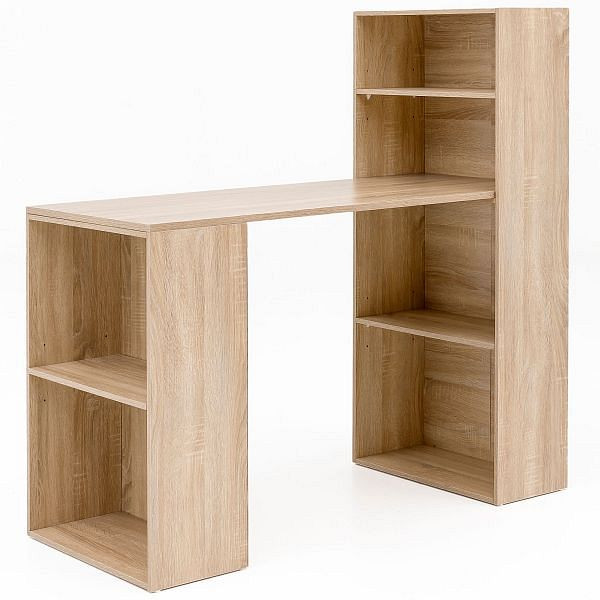Wohnling Schreibtisch mit Regal 120 x 120 x 53 cm Sonoma Holz Modern, WL5.693