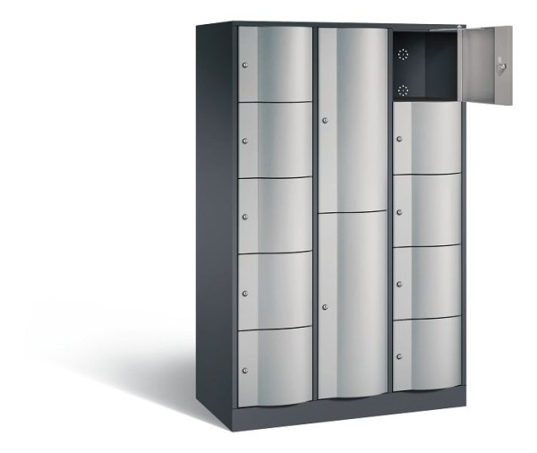 C+P Kombi-Schließfachschrank Resisto, H1950xB1148xT540mm, Farbe: Schwarzgrau / Weißaluminium, 8070-3721 S10015