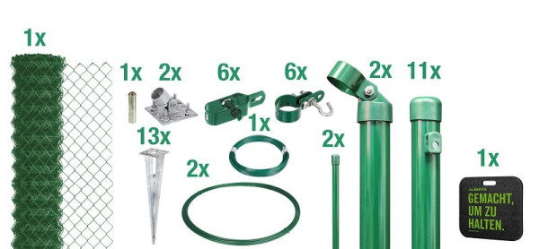 Alberts Maschendrahtzaun als Zaun-Komplettset, mit Einschlagbodenhülse, grün, Höhe 100 cm, Länge 25 m, 690373