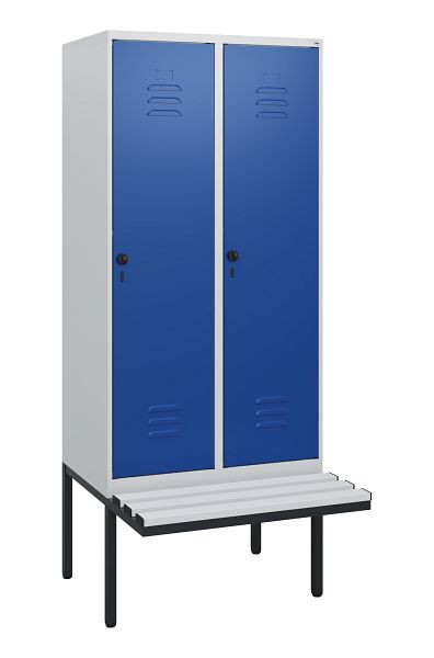C+P Umkleidespind Classic PLUS, 2 Abteile, 1950x800x815mm, 7035/5010, Drehriegel, 0800405-22 S10033