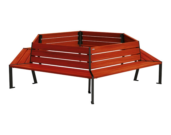 Procity Baum-Rundbank Silaos, Stahl Und Holz, Innendurchmesser 2000 mm, Mahagoni/RAL 9005, 209649.9005.ACAJ
