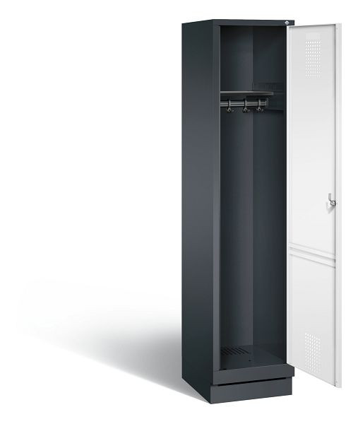 C+P Garderobenschrank Evolo, H1800xB420xT500mm, Farbe: Schwarzgrau / Verkehrsweiß, 48020-12 S10420