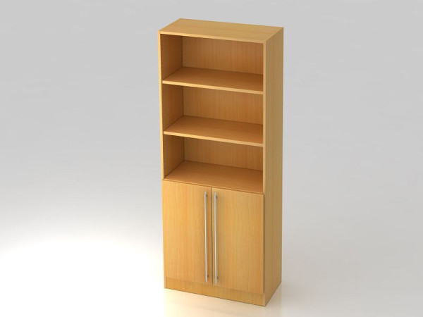 Hammerbacher Schrank 5OH, 2 Türen unten Sockelblende, Relinggriff Buche/Buche, 80x42x200,4 cm (BxTxH), V7700/6/6/RE