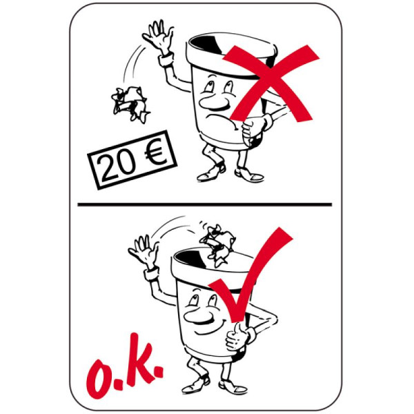 Stein HGS Sonderschild, Umweltverschmutzung, Abfall in die Tonne, 400 x 600 mm, 15079