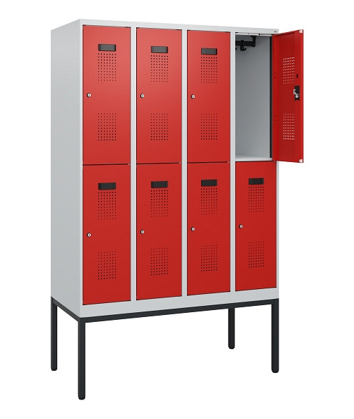 C+P Doppelstock-Spind Evolo PLUS, Gestell, 8 Fächer, 1950x1200x500mm, 7035/3020, Zylinderschloss, 0493305-40 S10028