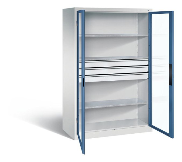 C+P Werkzeugschrank Acurado, H1950xB1200xT600mm, Farbe: Lichtgrau / Fernblau, Muldengriff, 8932-55302 S10016