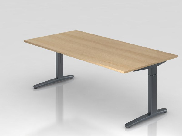 Hammerbacher Schreibtisch C-Fuß 200x100cm Eiche/Graphit, Rechteckform, VXB2E/E/GG