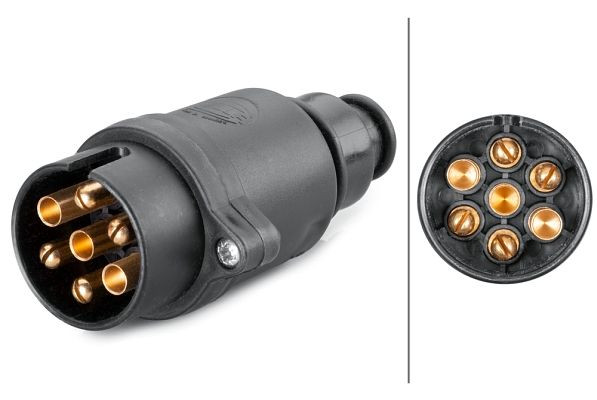 HELLA Stecker, 12V, 7-polig, Stecker: Schraubkontakt, Länge: 82mm, schwarz, DIN/ISO: 1724 N-Typ, 8JA 001 930-003
