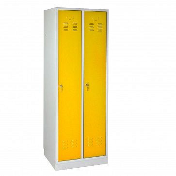 ADB Spind / Garderobenschrank Regular" 2-türig, Maße (HxBxT): 1780x600x500 mm, Farbe Korpus: Lichtgrau (RAL 7035) , Farbe Türen: Rapsgelb (RAL 1021), 40882