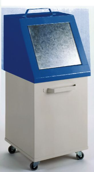 KLW Wertstoffbehälter, 955 x 420 x 420 mm, aus Stahlblech, fahrbar, mit Deckel, 16/WB080-F