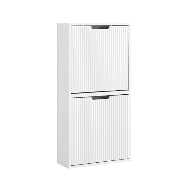SoBuy Schuhschrank mit 2 Türen Weiß 50x19x100cm, Minimalistisch, FSR204-W