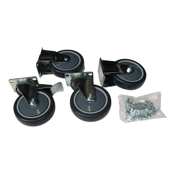 Airpress Rädersatz komplett für Werkstattwagen 79156, 4 Räder, 1 mit Bremse, 79156-WS