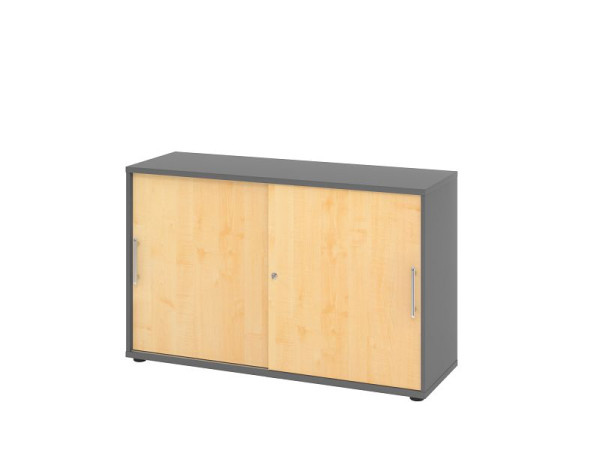 Hammerbacher Schiebetürschrank 1752S RE, 2 OH, Korpus: Graphit/Front: Ahorn 120 x 40 x 74,8 cm (BxTxH), 2 Schiebetüren, Relinggriff RE, V1752S/G/3/RE
