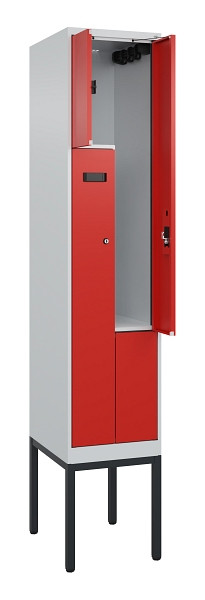 C+P Z-Spind Evolo PLUS, Gestell, 2 Fächer, 2120x400x500mm, 7035/3020, Zylinderschloss, 0490337-122 S10034