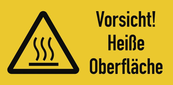Moedel Vorsicht! Heiße Oberfläche ISO 7010, Kombischild, Folie, 105x52 mm, 99016