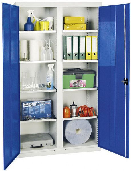 stumpf Werkzeug- und Materialschrank Serie 2000, 7035/5010, 8 Fachböden, Mitteltrennwand, 2004074