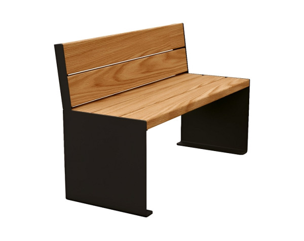 Procity Sitzbank Kube, 1200 mm, Mit Rückenlehne Stahl & Holz Ohne Armlehnen, helle Eiche/RAL 9005, 306380.9005.CHEC
