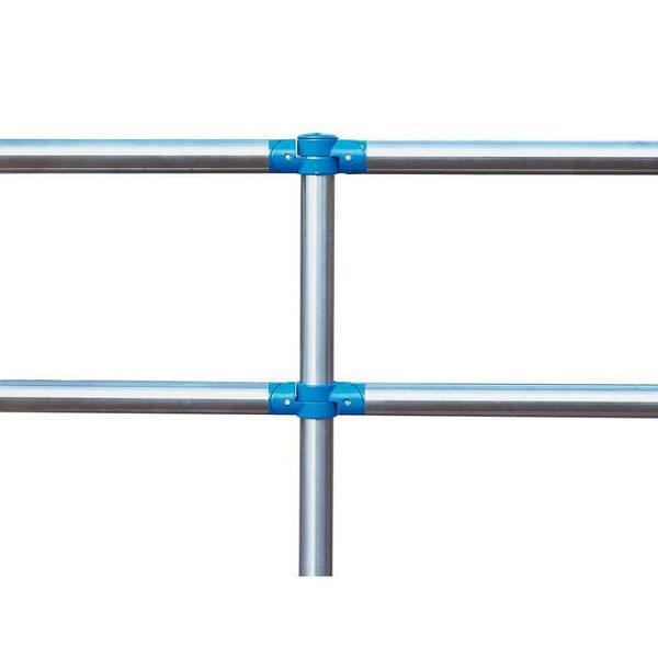 Stein HGS Systemgeländer -Mountain-, Standpfosten mit Flachkopf, Gesamtlänge 1330mm, Höhe über Flur 1000mm, Abdeckkappe (RAL 5017), zum Einbetonieren, 11761