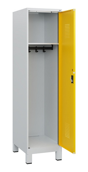 C+P Spind Evolo PLUS, Füße, 1 Abteil, 1630x400x500mm, 7035/1023, Zylinderschloss, 0490105-12 S10020