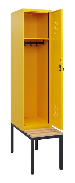 C+P Spind Evolo PLUS, 1 Abteil, 1950x400x815mm, 1023/1023, Drehriegel, Sitzfläche Holz, Sitzbank, 0490505-12 S10027
