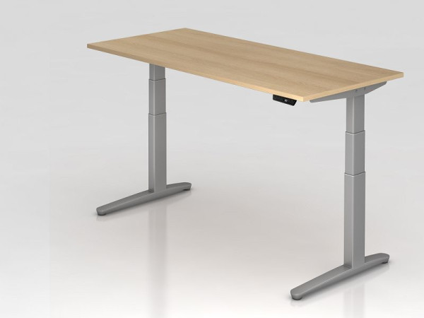 Hammerbacher Sitz-Steh-Schreibtisch elektrisch 180x80cm Eiche/Silber, Rechteckform, VXBHM19/E/SS
