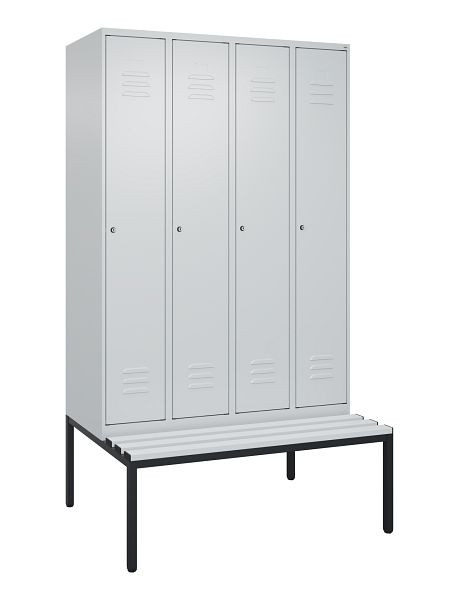 C+P Umkleidespind Classic PLUS mit Mitteltrennwand, 4 Abteile, 2120x1200x815mm, 7035/7035, Zylinderschlösser, 0800507-40F S10024