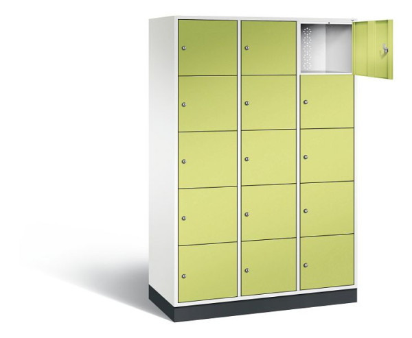 C+P XL-Schließfachschrank Intro, H1950xB1220xT490mm, Farbe: Verkehrsweiß / Viridingrün, 8570-302 S10129