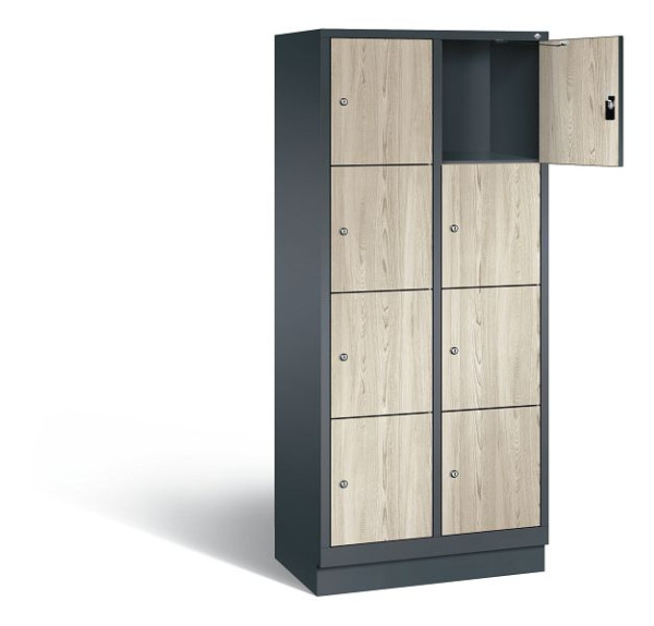 C+P Schließfachschrank Evolo, H1800xB810xT500mm, Farbe: Anthrazitgrau / Dekor Sen-Esche, 48020-224 S10269