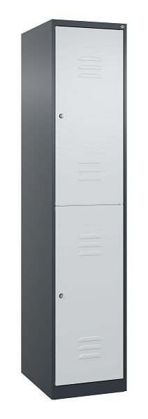 C+P Doppelstöckiger Spind Classic PLUS, 1850x400x500mm, 7016/7035, Zylinderschlösser, 080300-12 S10054