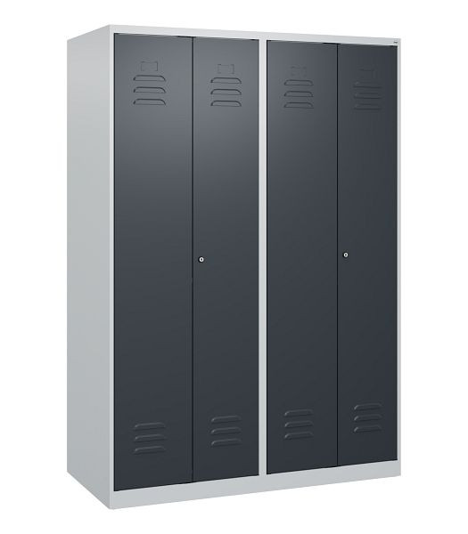C+P Umkleidespind Classic PLUS SW, 4 Abteile, 1700x1200x500mm, 7035/7016, Zylinderschlösser, 0800027-40 S10020