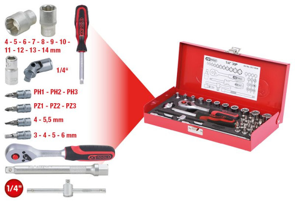KS Tools 1/4" Steckschlüssel-Satz, 30-teilig, 917.4030, 4042146118122