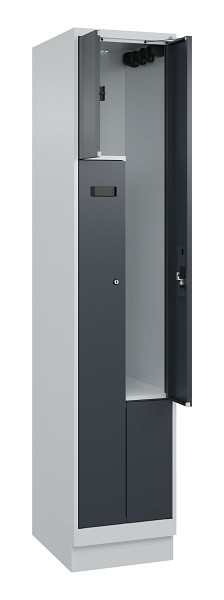 C+P Z-Spind Evolo PLUS, Sockel, 2 Fächer, 1950x400x500mm, 7035/7016, Zylinderschloss, 049023-122 S10040