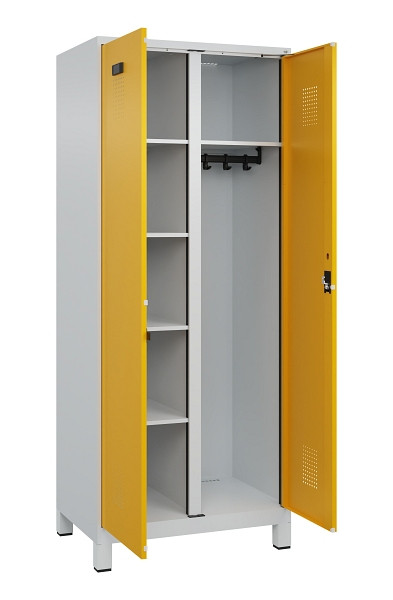C+P Wäsche-/Garderobenspind Evolo PLUS, mit Füßen, 2 Abteile, 1950x800x500mm, 7, Frontfarbe RAL 1004 Goldgelb, Zylinderschloss, 049610-22 S10027