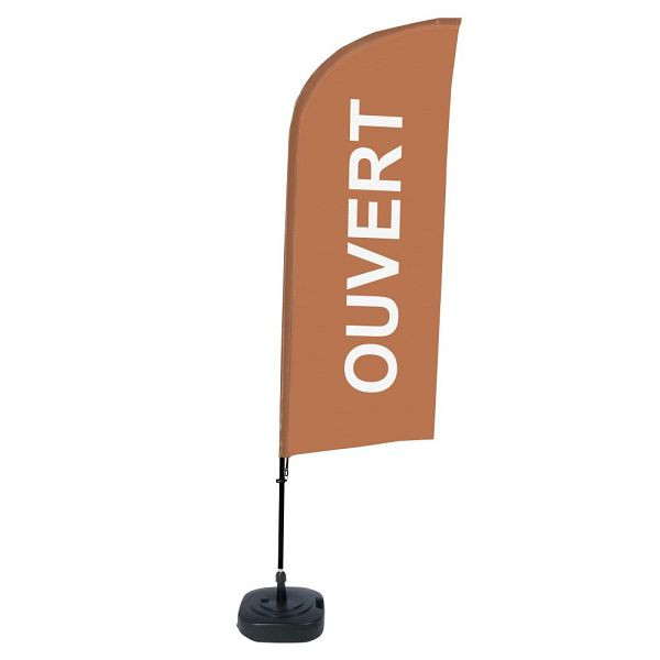 Showdown Displays Beachflag Alu Wind Komplett-Set Geöffnet Braun Französisch, BFAW310-WT21-I491