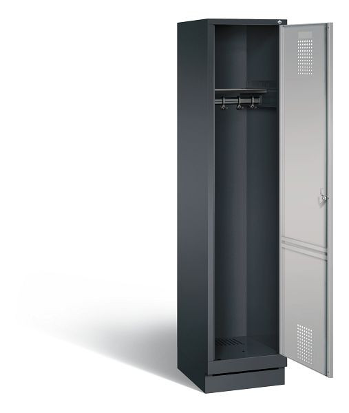 C+P Garderobenschrank Evolo, H1800xB420xT500mm, Farbe: Schwarzgrau / Weißaluminium, 48020-12 S10031