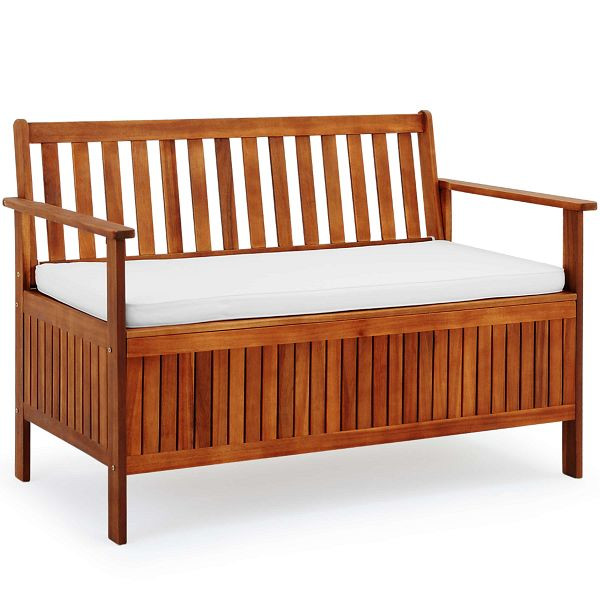 casaria Gartenbank Akazienholz 120x65x85cm Stauraum, 109881