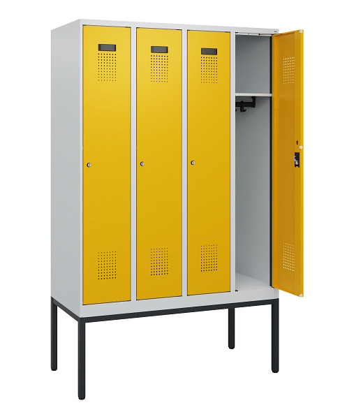 C+P Spind Evolo PLUS, Gestell, 4 Abteile, 1950x1200x500mm, 7035/1004, Zylinderschloss, 0490305-40 S10018