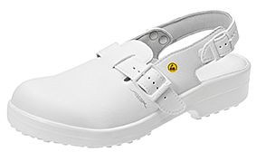 ABEBA ESD-Sicherheitsschuhe Classic Clog weiß ESD, SB, Ristbereich verstellbar, Fersenriemen feststehend, verstellbar, Mikrofaser, 31001-46
