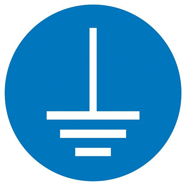 SafetyMarking Gebotsschild, Vor Benutzung erden, Ø 5 cm, Folie, selbstklebend, VE: 6 Stück/Bogen, 30.A7455