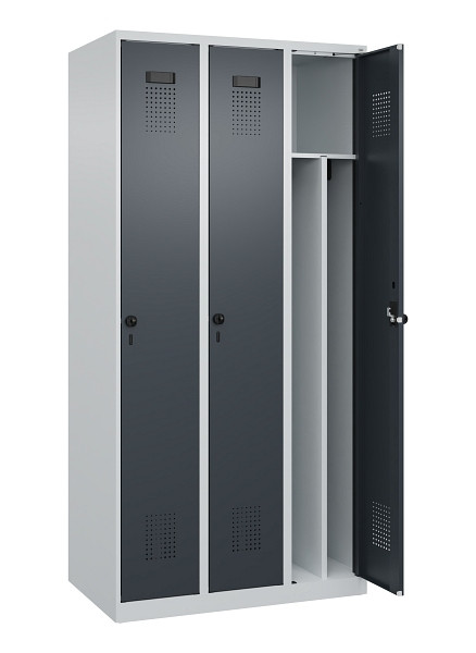 C+P Spind Evolo PLUS, 3 Abteile, 1850x900x500mm, 7035/7016, Verschluss Drehriegel, 049000-30F S10012