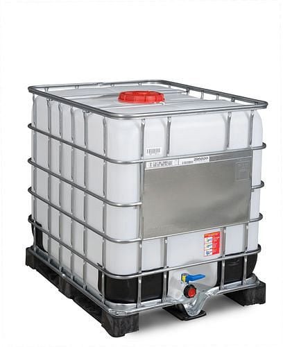 DENIOS IBC Gefahrgut-Container, PE-Palette, 1000 l, Öffnung NW225, Auslauf NW50, 266-168