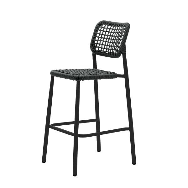 Feros Dante Stapelbarer Barstuhl, schwarzer Rahmen + Seil, 150513