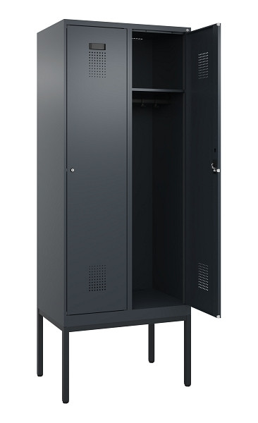 C+P Spind Evolo PLUS, Gestell, 2 Abteile, 2120x800x500mm, 7016/7016, Verschluss Zylinderschloss, Ablageböden 2, 0490307-22 S10043