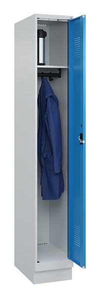 C+P Spind Evolo PLUS, mit Sockel, 1 Abteil, 1950x300x500mm, 7035/5012, Verschluss Zylinderschloss, Ablageböden 1, 049020-10 S10034
